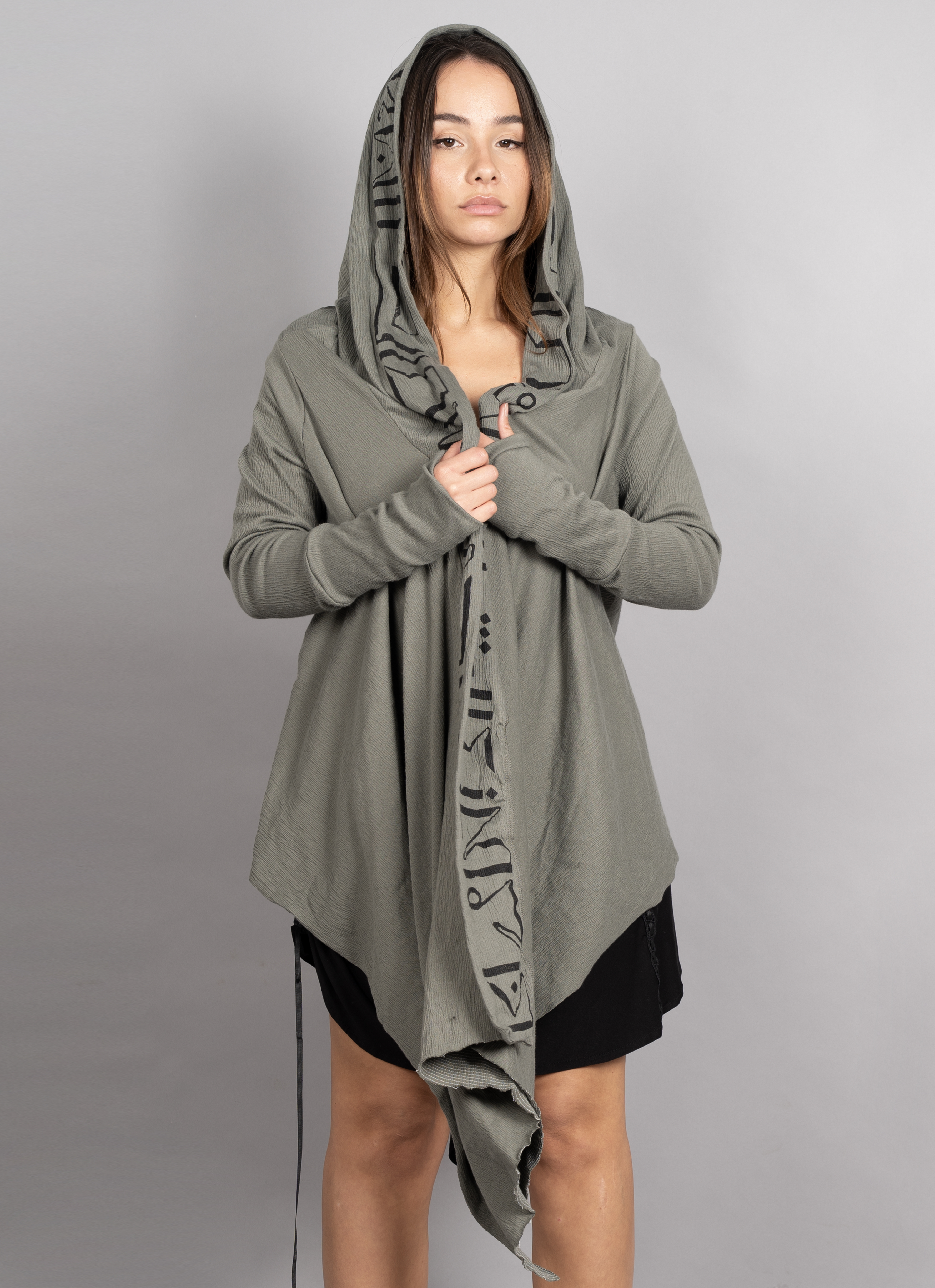 Jaka' Urban street open hoodie Olive - Plazmalab | Plazmalab Urban